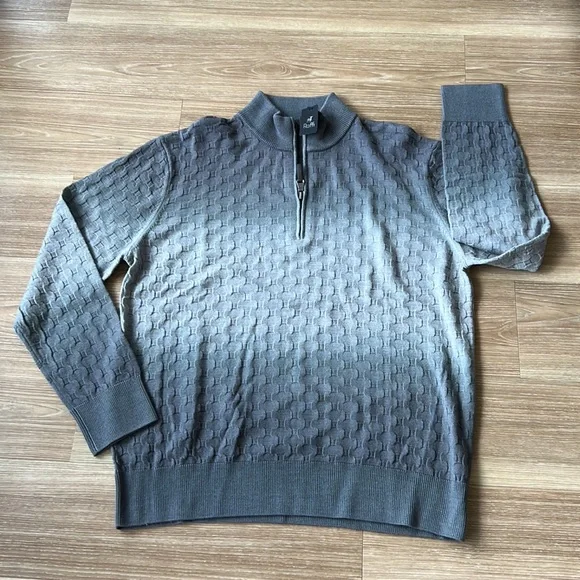 Raffi textured metallic silver gray size medium fitted sweater with zip